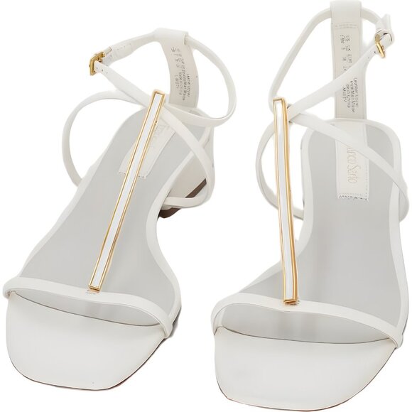 Franco Sarto Misty T-Strap Square Toe Sandals White Leather Women's US 7.5M - Picture 5 of 6